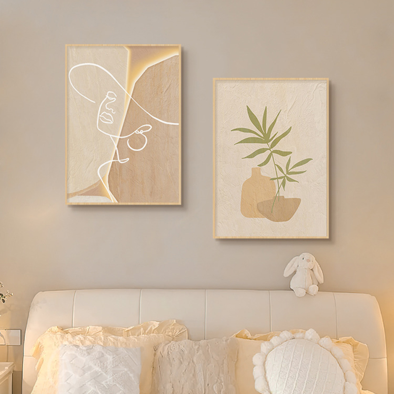 Korean Arts And Lifestyle - Wooden Cream Style Abstract Line Art