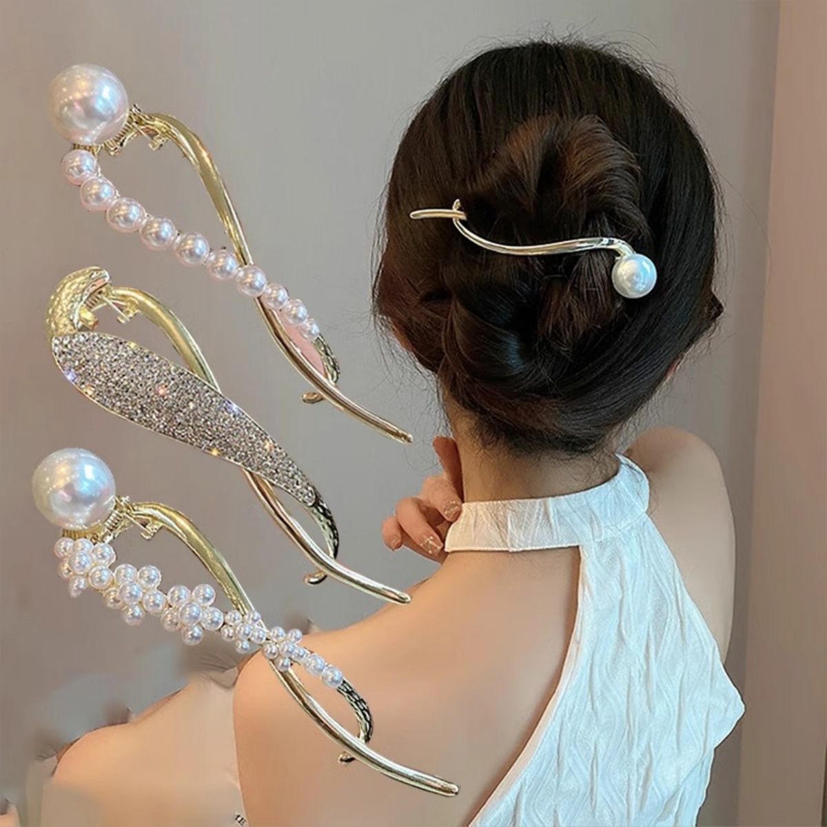 Lifestyle Of Korean - Elegant Glitter Pearl Hair Clip For