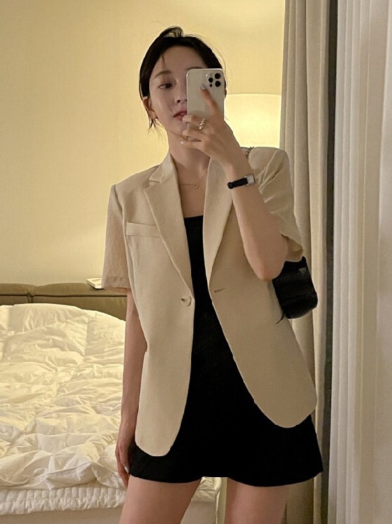 Women's Short Sleeve Suit Jack - Lifestyle Of Korean ulasan dan harga
