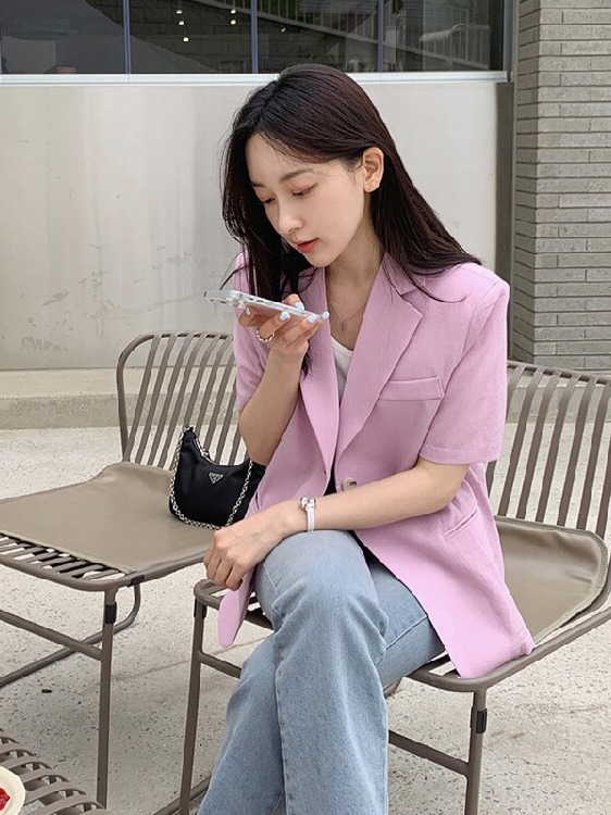 Women's Short Sleeve Suit Jack - Lifestyle Of Korean ulasan dan harga