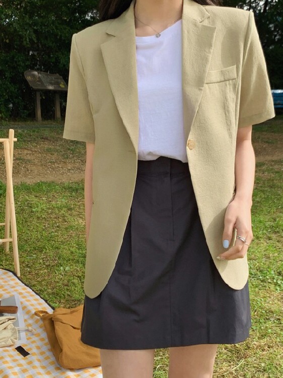 Women's Short Sleeve Suit Jack - Lifestyle Of Korean ulasan dan harga